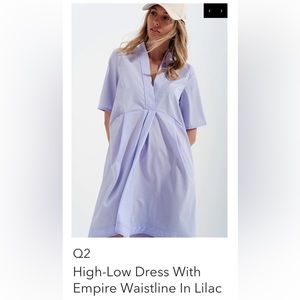 Q2 hi Lo dress with empire waistline in lilac. NWOT.‎